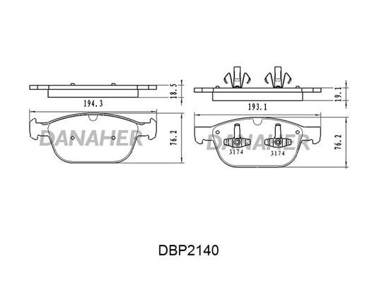 Danaher DBP2140 Brake Pad Set, disc brake DBP2140: Buy near me in Poland at 2407.PL - Good price!