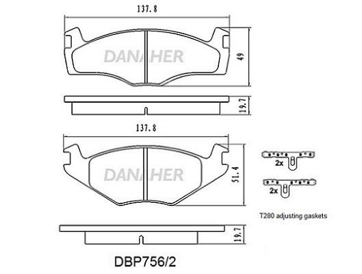Danaher DBP756/2 Brake Pad Set, disc brake DBP7562: Buy near me in Poland at 2407.PL - Good price!