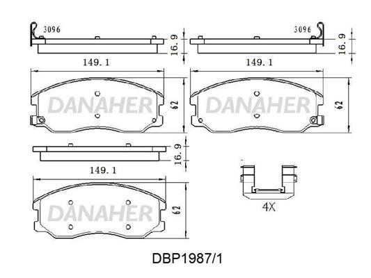 Danaher DBP1987/1 Гальмівні колодки, комплект DBP19871: Приваблива ціна - Купити у Польщі на 2407.PL!
