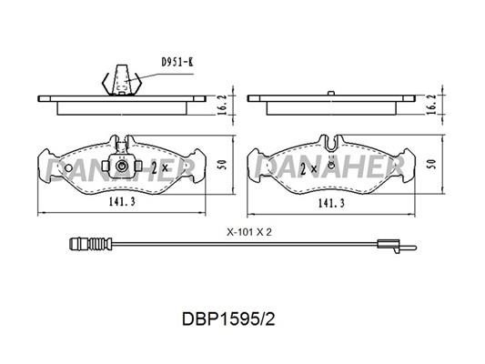 Danaher DBP1595/2 Brake Pad Set, disc brake DBP15952: Buy near me in Poland at 2407.PL - Good price!