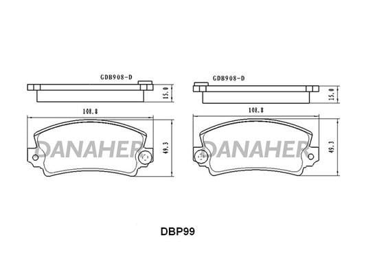 Danaher DBP99 Тормозные колодки дисковые, комплект DBP99: Отличная цена - Купить в Польше на 2407.PL!