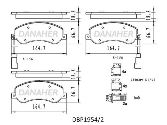 Danaher DBP1954/2 Тормозные колодки дисковые, комплект DBP19542: Отличная цена - Купить в Польше на 2407.PL!