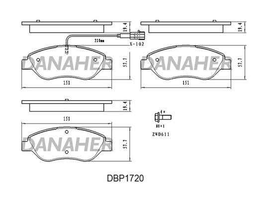 Danaher DBP1720 Тормозные колодки дисковые, комплект DBP1720: Отличная цена - Купить в Польше на 2407.PL!