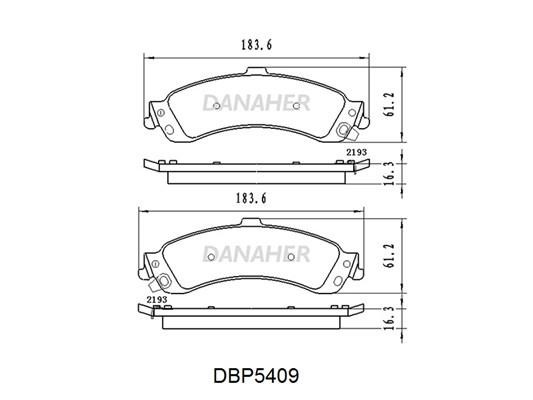 Danaher DBP5409 Rear disc brake pads, set DBP5409: Buy near me in Poland at 2407.PL - Good price!