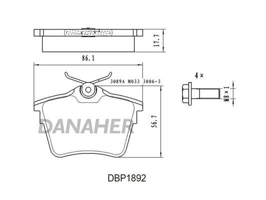 Danaher DBP1892 Тормозные колодки дисковые, комплект DBP1892: Отличная цена - Купить в Польше на 2407.PL!