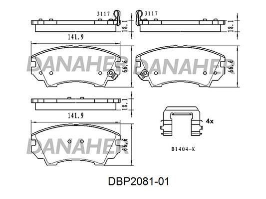 Danaher DBP2081-01 Brake Pad Set, disc brake DBP208101: Buy near me in Poland at 2407.PL - Good price!