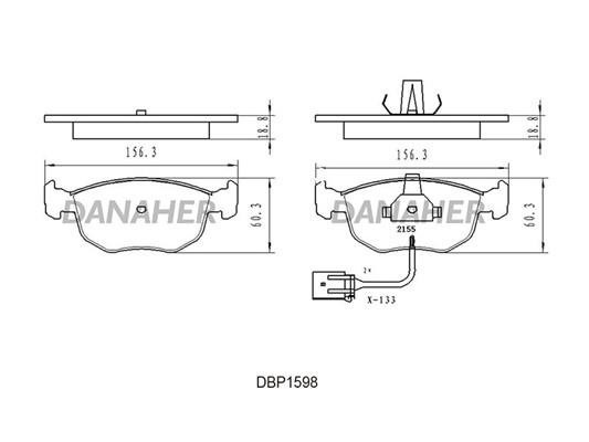 Danaher DBP1598 Brake Pad Set, disc brake DBP1598: Buy near me in Poland at 2407.PL - Good price!