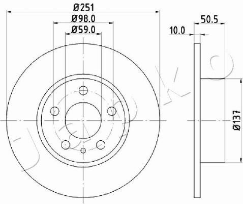 Japko 610202 Rear brake disc, non-ventilated 610202: Buy near me at 2407.PL in Poland at an Affordable price!