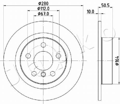 Japko 610105 Rear brake disc, non-ventilated 610105: Buy near me in Poland at 2407.PL - Good price!