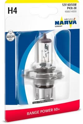 Narva 488614000 Halogen lamp Narva Rangepower  +50% 12V H4 60/55W +50% 488614000: Buy near me at 2407.PL in Poland at an Affordable price!