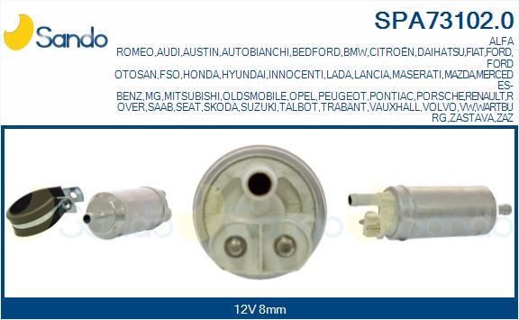 Sando SPA73102.0 Fuel pump SPA731020: Buy near me at 2407.PL in Poland at an Affordable price!