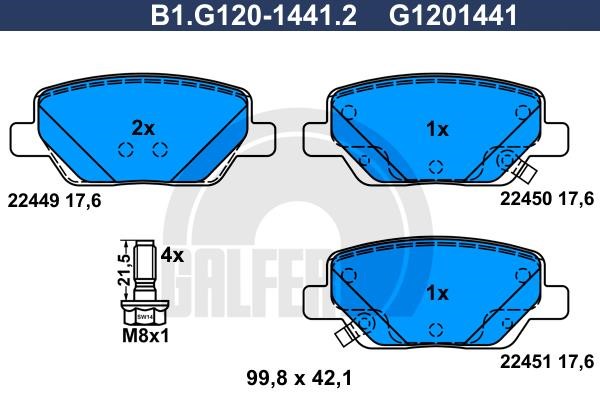 Galfer B1.G120-1441.2 Тормозные колодки дисковые, комплект B1G12014412: Отличная цена - Купить в Польше на 2407.PL!