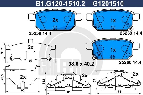 Galfer B1.G120-1510.2 Тормозные колодки дисковые, комплект B1G12015102: Отличная цена - Купить в Польше на 2407.PL!