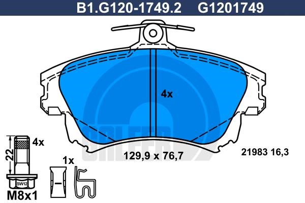 Galfer B1.G120-1749.2 Brake Pad Set, disc brake B1G12017492: Buy near me in Poland at 2407.PL - Good price!
