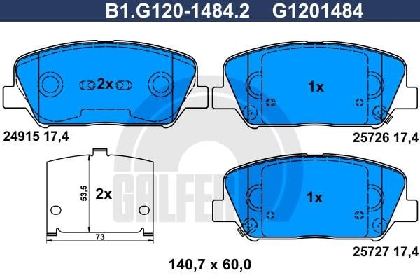 Galfer B1.G120-1484.2 Brake Pad Set, disc brake B1G12014842: Buy near me in Poland at 2407.PL - Good price!