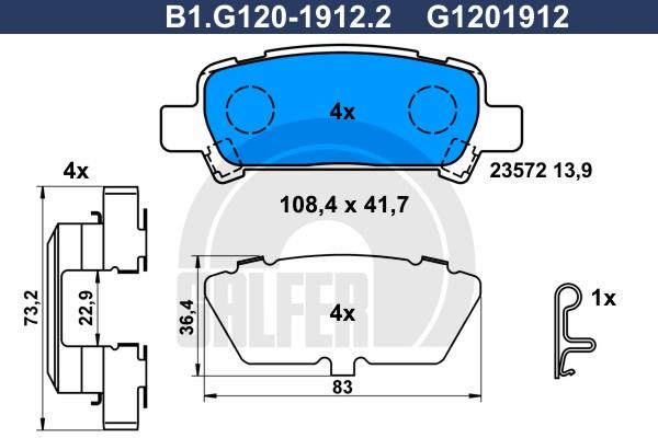 Galfer B1.G120-1912.2 Brake Pad Set, disc brake B1G12019122: Buy near me in Poland at 2407.PL - Good price!