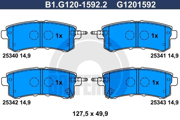 Galfer B1.G120-1592.2 Гальмівні колодки, комплект B1G12015922: Купити у Польщі - Добра ціна на 2407.PL!