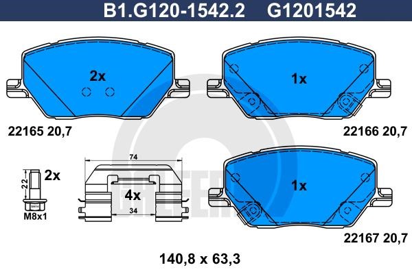 Galfer B1.G120-1542.2 Klocki hamulcowe, zestaw B1G12015422: Dobra cena w Polsce na 2407.PL - Kup Teraz!