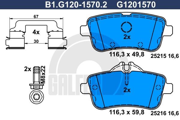 Galfer B1.G120-1570.2 Scheibenbremsbeläge, Set B1G12015702: Kaufen Sie zu einem guten Preis in Polen bei 2407.PL!