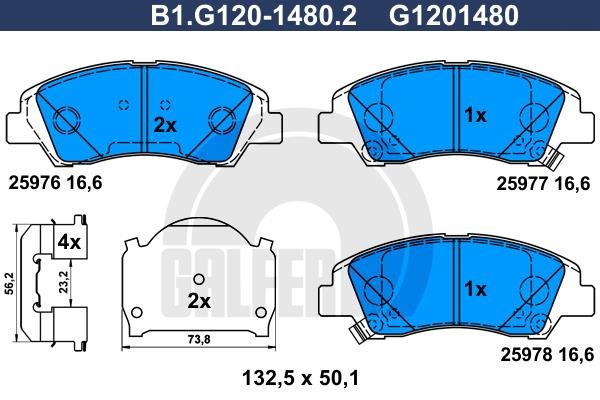 Galfer B1.G120-1480.2 Тормозные колодки дисковые, комплект B1G12014802: Отличная цена - Купить в Польше на 2407.PL!