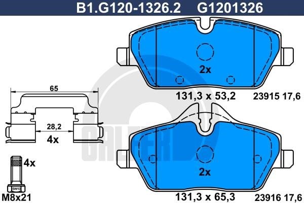 Galfer B1.G120-1326.2 Klocki hamulcowe, zestaw B1G12013262: Atrakcyjna cena w Polsce na 2407.PL - Zamów teraz!