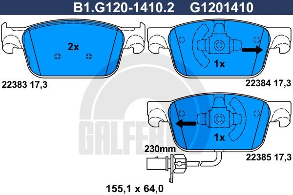 Galfer B1.G120-1410.2 Гальмівні колодки, комплект B1G12014102: Приваблива ціна - Купити у Польщі на 2407.PL!
