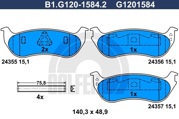 Galfer B1.G120-1584.2 Brake Pad Set, disc brake B1G12015842: Buy near me in Poland at 2407.PL - Good price!
