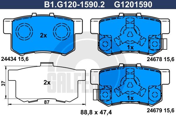 Galfer B1.G120-1590.2 Klocki hamulcowe, zestaw B1G12015902: Dobra cena w Polsce na 2407.PL - Kup Teraz!