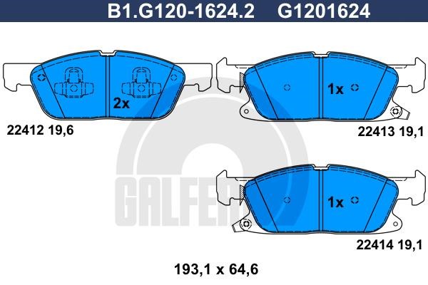 Galfer B1.G120-1624.2 Гальмівні колодки, комплект B1G12016242: Приваблива ціна - Купити у Польщі на 2407.PL!
