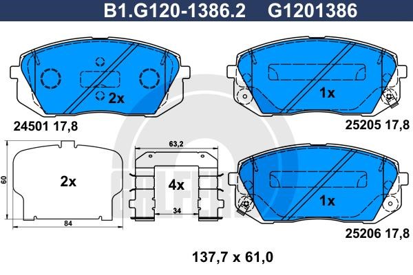 Galfer B1.G120-1386.2 Scheibenbremsbeläge, Set B1G12013862: Kaufen Sie zu einem guten Preis in Polen bei 2407.PL!