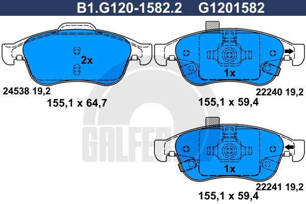 Galfer B1.G120-1582.2 Brake Pad Set, disc brake B1G12015822: Buy near me in Poland at 2407.PL - Good price!