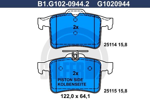 Galfer B1G10209442 Brake Pad Set, disc brake B1G10209442: Buy near me in Poland at 2407.PL - Good price!