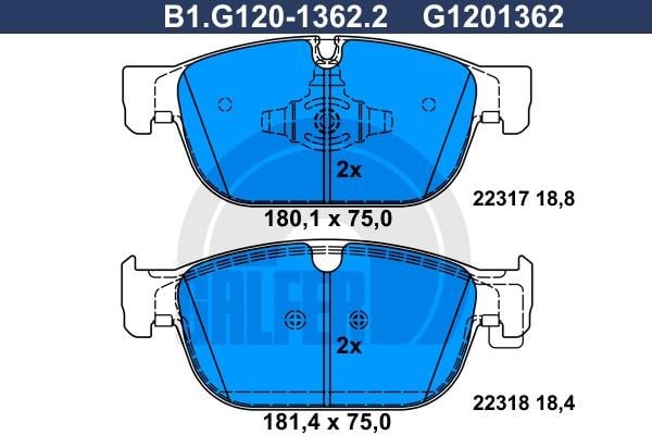 Galfer B1.G120-1362.2 Тормозные колодки дисковые, комплект B1G12013622: Отличная цена - Купить в Польше на 2407.PL!