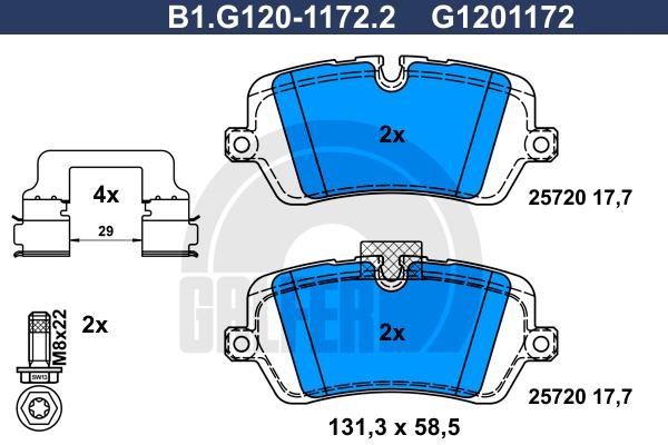 Galfer B1.G120-1172.2 Тормозные колодки дисковые, комплект B1G12011722: Отличная цена - Купить в Польше на 2407.PL!