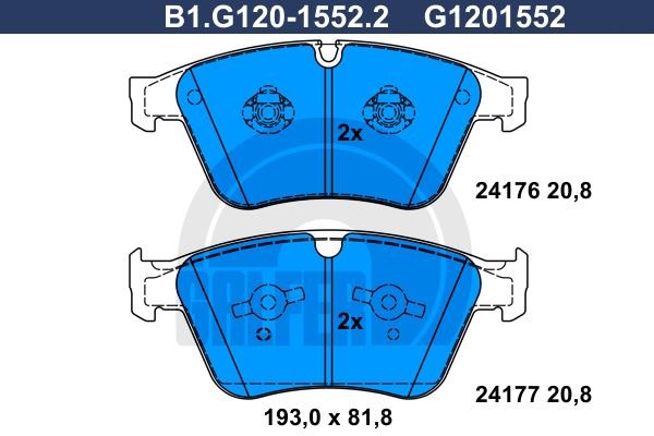 Galfer B1.G120-1552.2 Brake Pad Set, disc brake B1G12015522: Buy near me in Poland at 2407.PL - Good price!