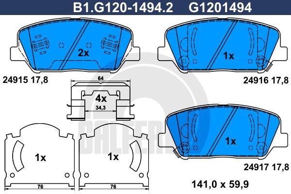 Galfer B1.G120-1494.2 Scheibenbremsbeläge, Set B1G12014942: Kaufen Sie zu einem guten Preis in Polen bei 2407.PL!