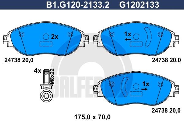 Galfer B1.G120-2133.2 Гальмівні колодки, комплект B1G12021332: Приваблива ціна - Купити у Польщі на 2407.PL!