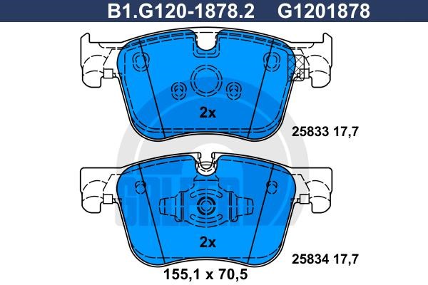 Galfer B1.G120-1878.2 Тормозные колодки дисковые, комплект B1G12018782: Отличная цена - Купить в Польше на 2407.PL!