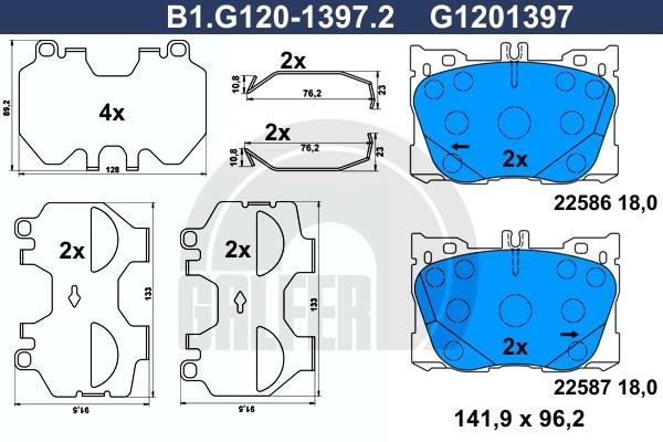 Galfer B1.G120-1397.2 Гальмівні колодки, комплект B1G12013972: Приваблива ціна - Купити у Польщі на 2407.PL!