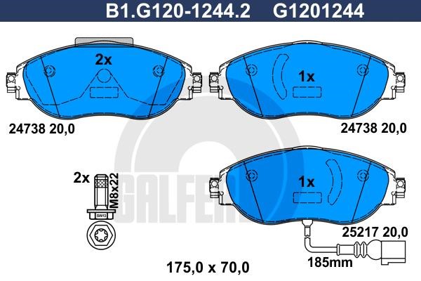 Galfer B1.G120-1244.2 Klocki hamulcowe, zestaw B1G12012442: Dobra cena w Polsce na 2407.PL - Kup Teraz!