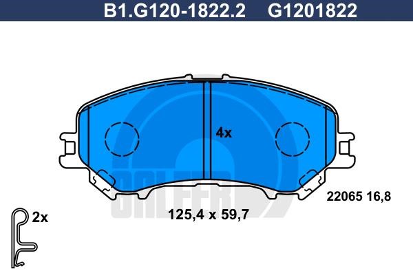 Galfer B1.G120-1822.2 Гальмівні колодки, комплект B1G12018222: Приваблива ціна - Купити у Польщі на 2407.PL!