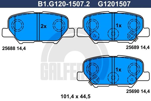 Galfer B1.G120-1507.2 Гальмівні колодки, комплект B1G12015072: Приваблива ціна - Купити у Польщі на 2407.PL!