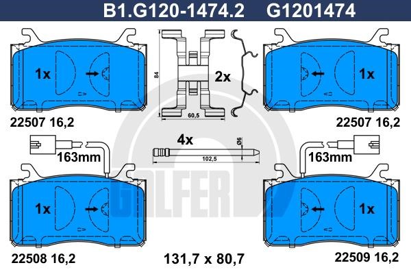 Galfer B1.G120-1474.2 Тормозные колодки дисковые, комплект B1G12014742: Отличная цена - Купить в Польше на 2407.PL!