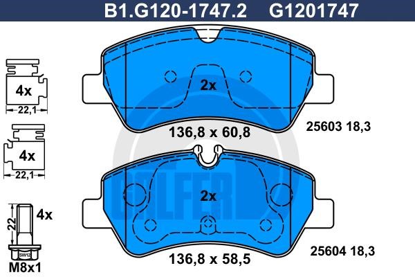 Galfer B1.G120-1747.2 Гальмівні колодки, комплект B1G12017472: Купити у Польщі - Добра ціна на 2407.PL!