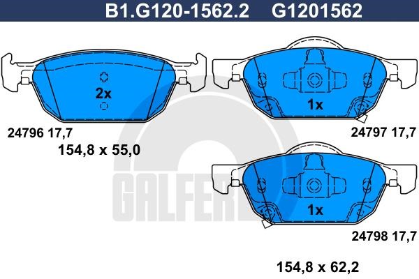 Galfer B1.G120-1562.2 Brake Pad Set, disc brake B1G12015622: Buy near me in Poland at 2407.PL - Good price!