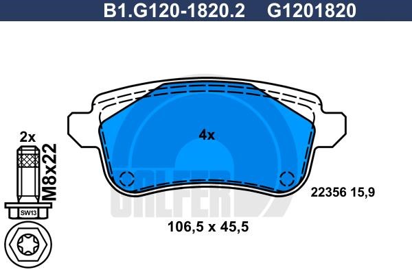 Galfer B1.G120-1820.2 Brake Pad Set, disc brake B1G12018202: Buy near me in Poland at 2407.PL - Good price!