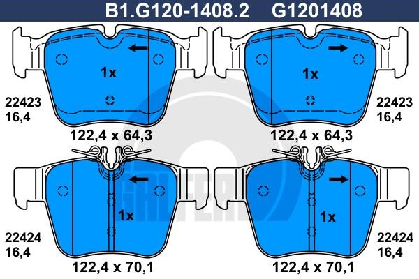 Galfer B1.G120-1408.2 Гальмівні колодки, комплект B1G12014082: Приваблива ціна - Купити у Польщі на 2407.PL!