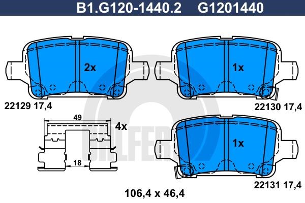 Galfer B1.G120-1440.2 Гальмівні колодки, комплект B1G12014402: Приваблива ціна - Купити у Польщі на 2407.PL!