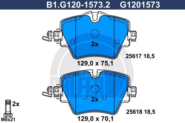 Galfer B1.G120-1573.2 Гальмівні колодки, комплект B1G12015732: Приваблива ціна - Купити у Польщі на 2407.PL!
