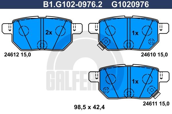 Galfer B1.G102-0976.2 Гальмівні колодки, комплект B1G10209762: Купити у Польщі - Добра ціна на 2407.PL!